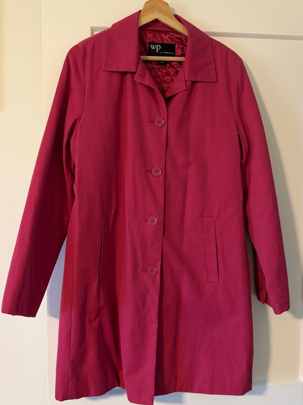 Weatherproof Women's Hot Pink Single-Breasted Trench Coat
